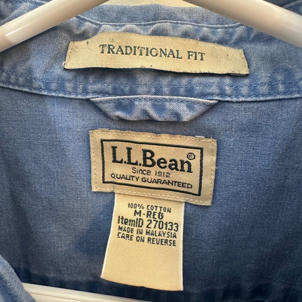 L.L.Bean Denim Sunwashed Canvas Shirt Traditional Fit Size M ptp22 - Picture 9 of 9